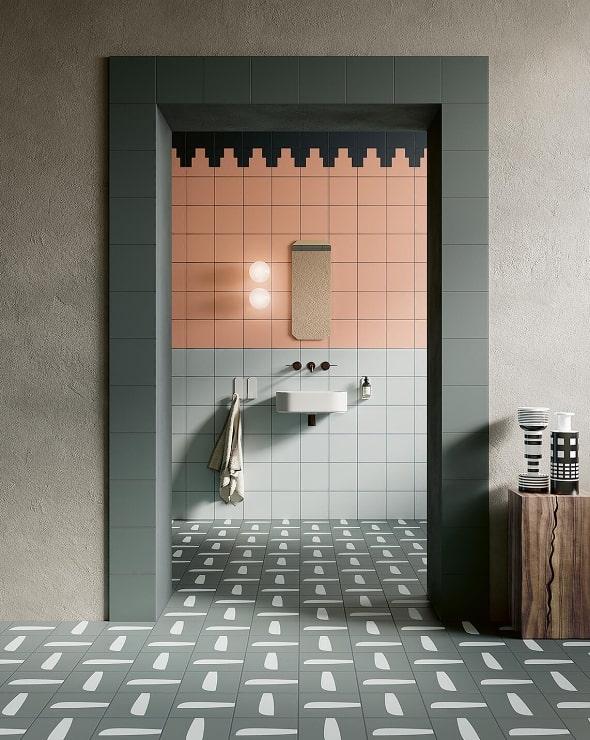 Bathroom with 2 tone tile