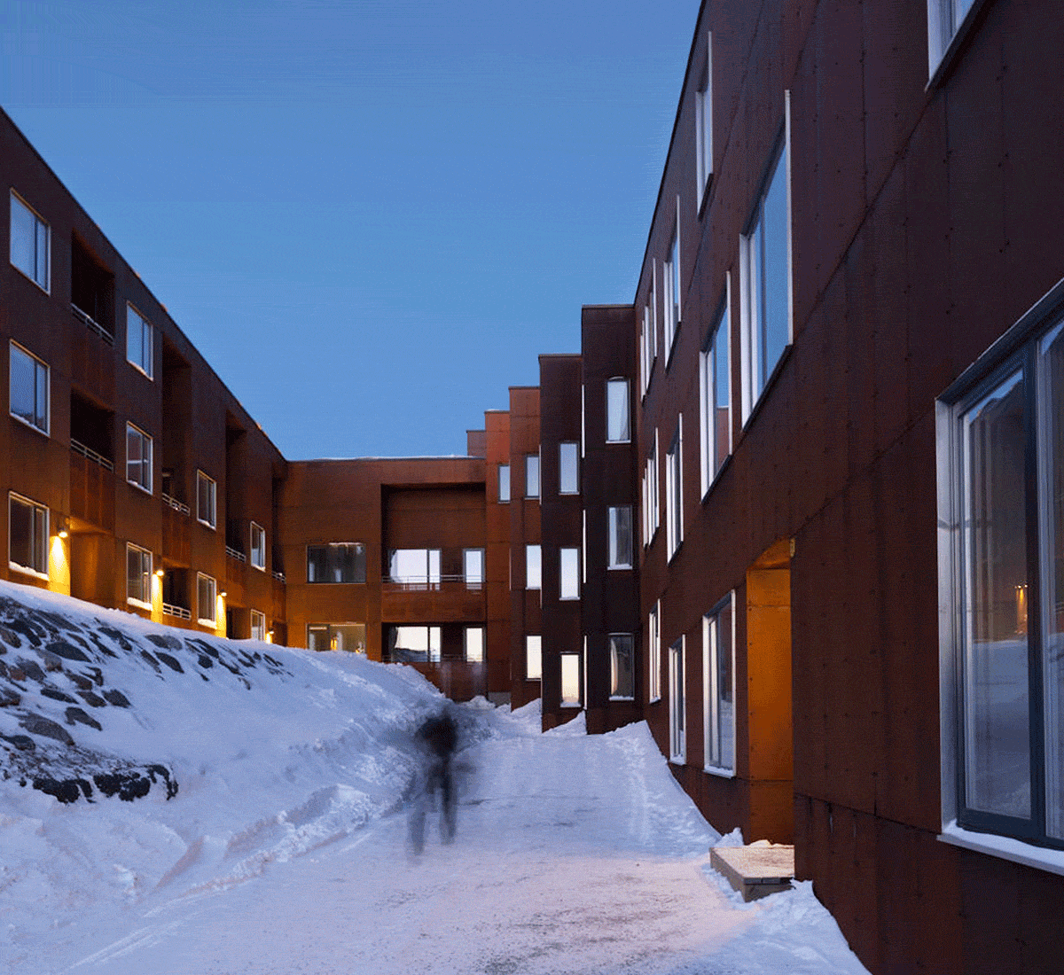 Greenland apartments surrounded by snow